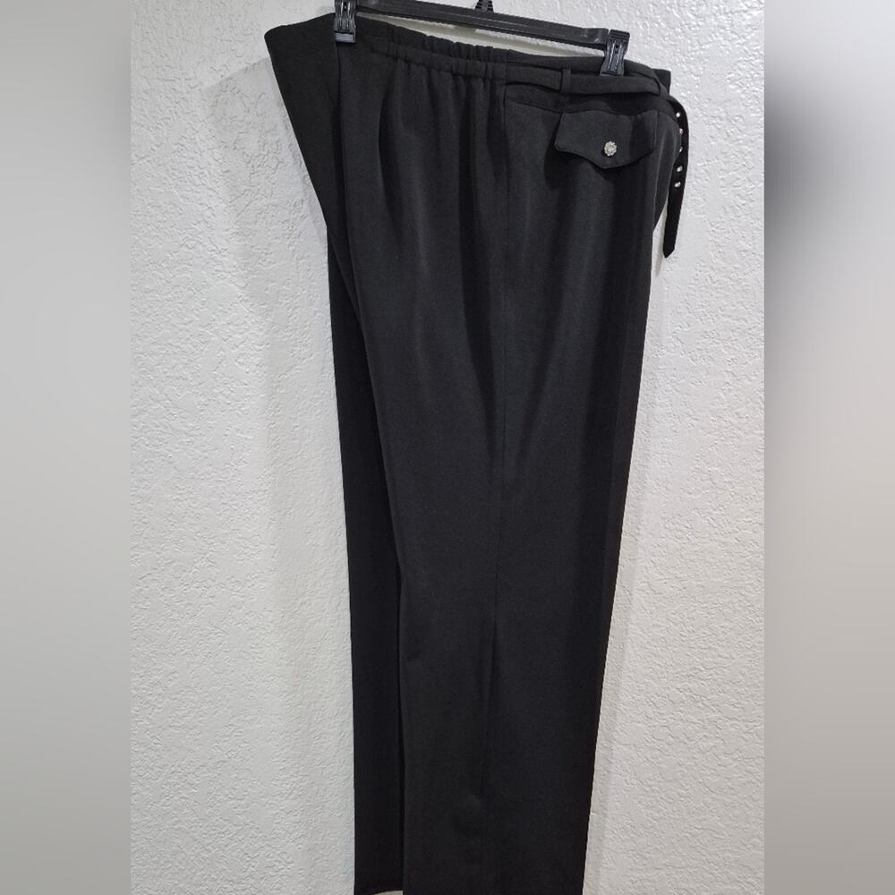 Women's Larry Levine Dress Pants Wide Leg Elastic Band/belt 18W Office Bussiness